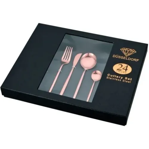 Jogo de Talheres Slim 24 Peças Rosé Gold