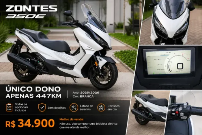 Zontes 350E 2026 Único dono Apenas 447 km Zero detalhes