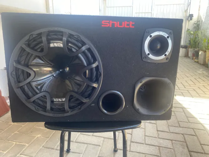 Caixa Trio Shutt + Subwoofer Bravox 12? + Módulo Taramps - Som Forte!