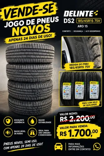 Jogo de pneus novos com apenas 24 dias de uso perfil baixo