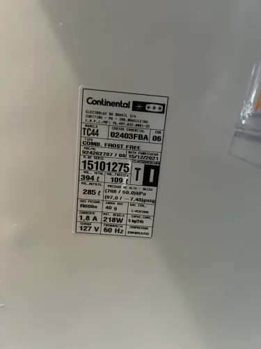 Geladeira/Refrigerador Continental Frost Free Duplex Branca 394 Litros (TC44)