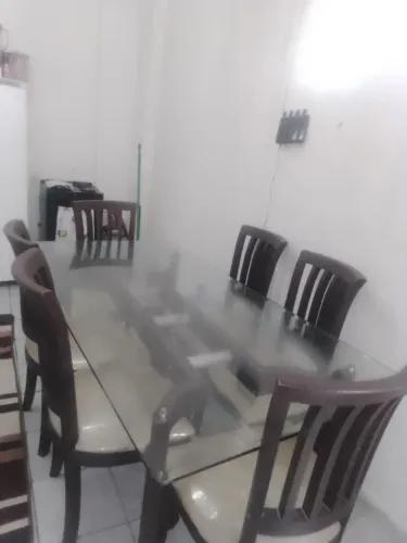 Mesa 6 cadeiras de vidro 