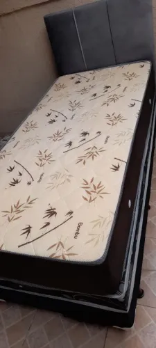 Cama box solteiro com colchão e cabeceira