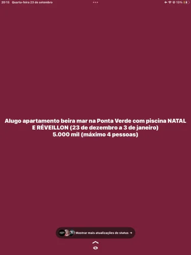 Alugo ap beira mês ponta verde com piscina Natal e réveillon 
