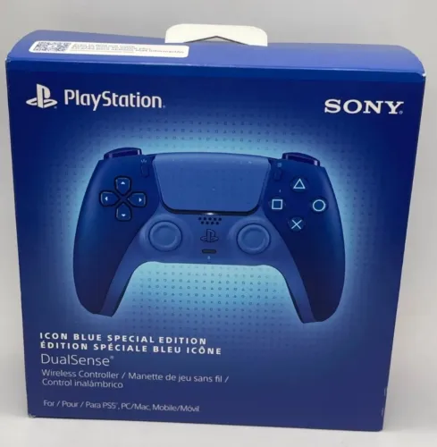 Controle sem fio DualSense da Sony PS5, edição especial limitada na cor ícon blue