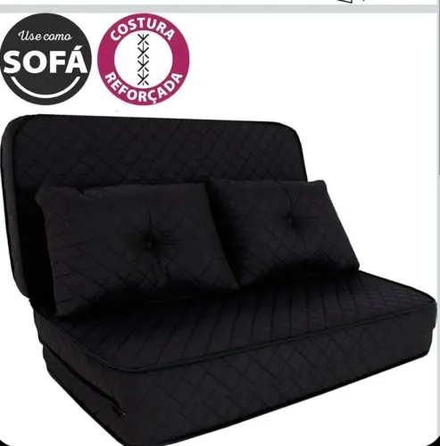 Puff Colchonete Dobrável/Sofa 3 em 1 Espuma D33 + Travesseiro Casal