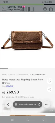 Bolsa Santa Lolla nova ainda com etiqueta cor bronze
