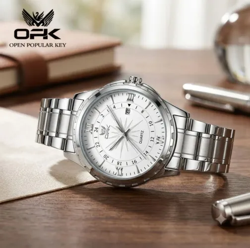 Relogio Pulso de Inox OPK Prateado Silver WHITE, Pulseira em Inox prateada Lindo Elegante