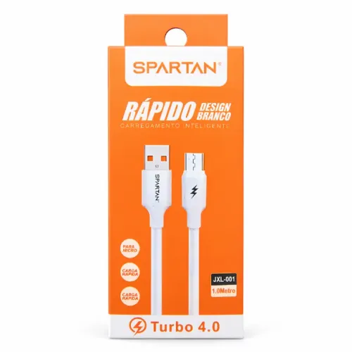 Cabo USB Micro V8 Spartan JXL-001 Turbo 4.0 Carregamento Rápido Dados 1 Metro pode retirar