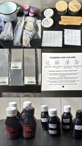 Kit Completo Produção de Velas: Ceras, Essências, Vidros e Moldes