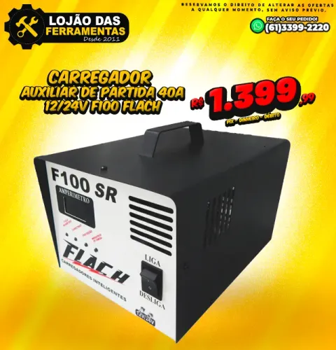 Carregador Auxiliar de Partida 40A 12/24V F100 Flach