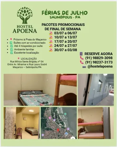 Suítes com ar-condicionado em Salinas/Salinópolis/Praia/Julho/Pousada/Férias