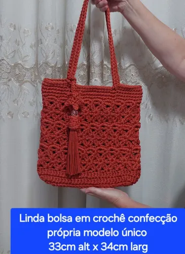 Bolsa de ombro luxo em crochê fio náutico