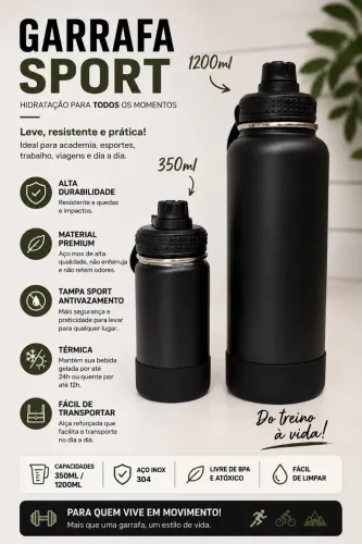 Garrafa térmica preta (  $85,001200ml ) ( 350ml $ 59,00 )