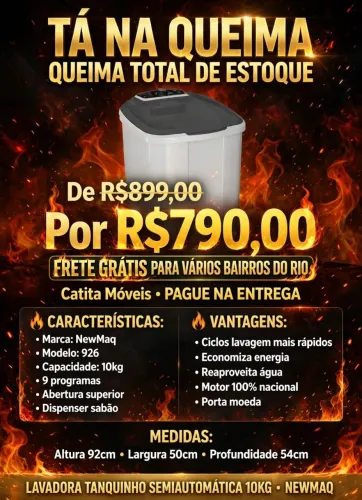 LAVADORA DE ROUPAS SEMIAUTOMÁTICA: ÚLTIMAS UNIDADES DA QUEIMA!!!