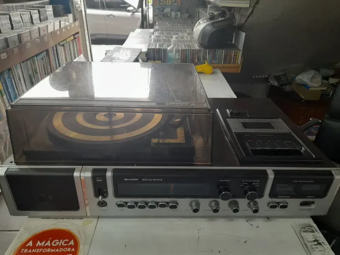 Aparelho antigo de som 3×1 sharp solid state modelo sg 165 ano 1976