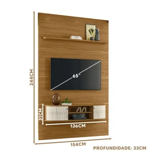 Home Suspenso Monte Carlo TV Até 65 Polegadas Naturale - Monte Carlo Madetec