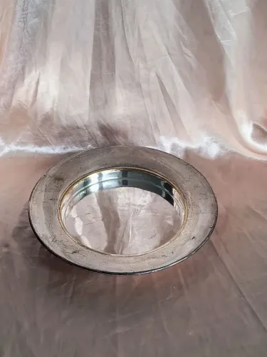 prato antigo banhado a prata antiquario vintage decoração cozinha louça jantar servir arte