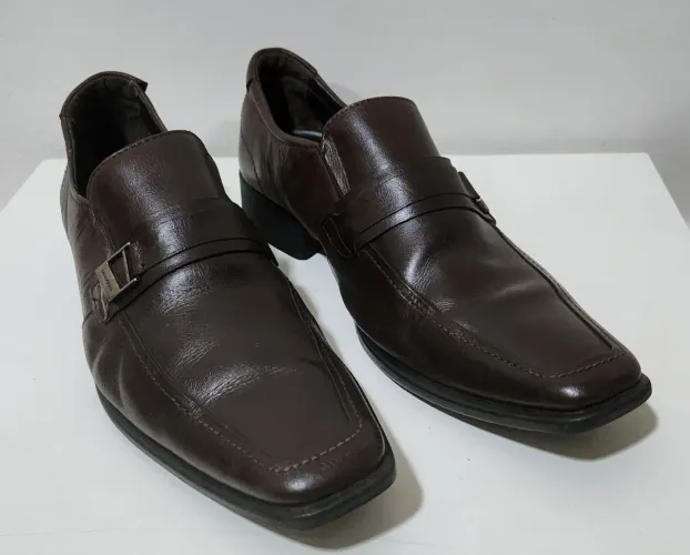 Sapato Social Democrata Couro Marrom 43 Elegante Original