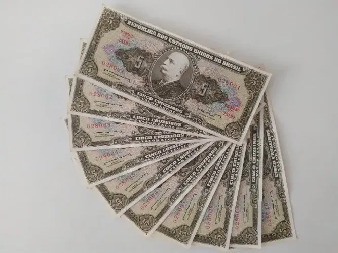 Cédulas Antigas - Cinco Cruzeiros 1963 Sequenciadas C072 Brasil