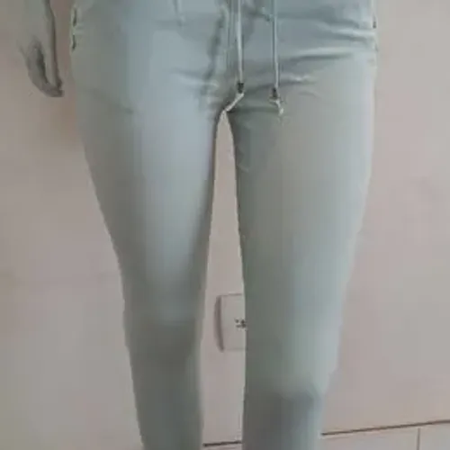 Calça Jogger Feminina Bengaline Verde-Água Tam. G