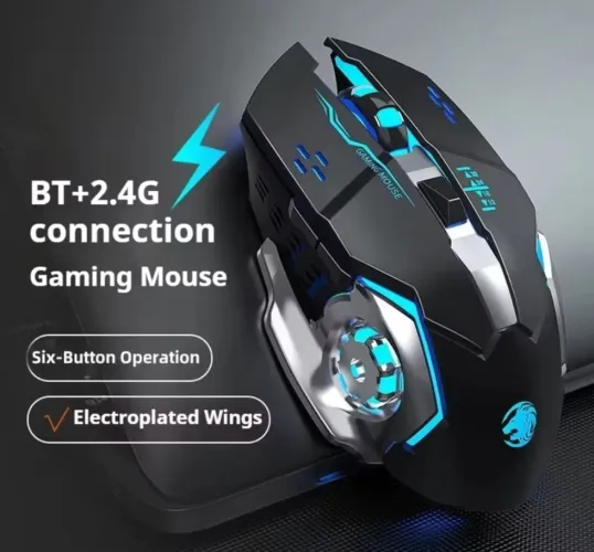 Mouse gamer c/ rgb sem fio recarregável