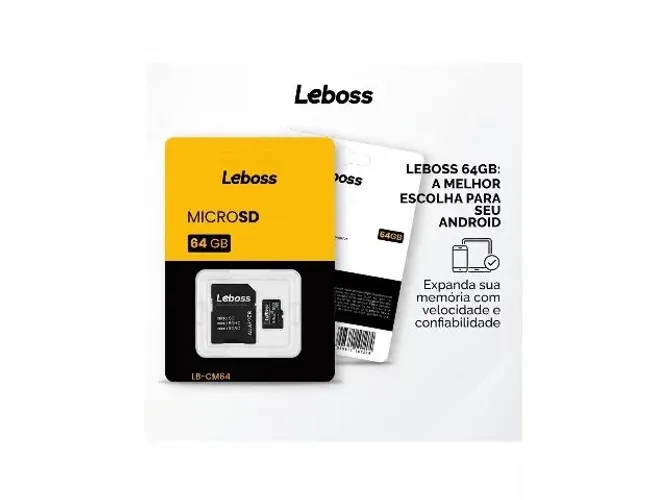 Cartão de Memória MicroSD 64GB Leboss com Adaptador SD - Lacrado