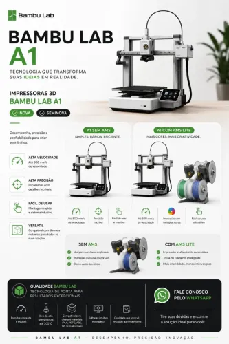 Impressoras 3D Bambu Lab A1 - Novas e Seminovas