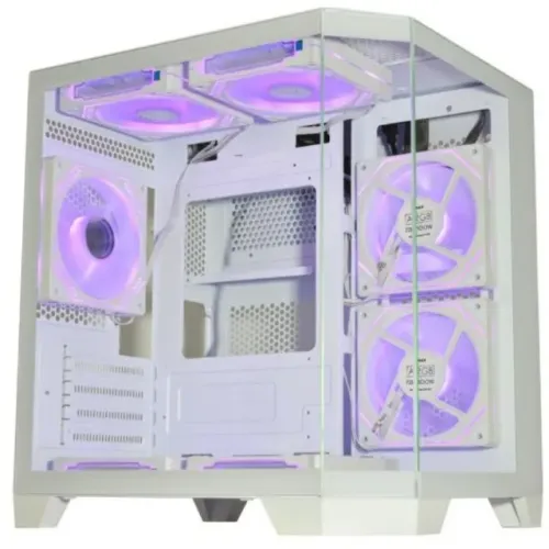 GABINETE GAMER AQUÁRIO ÂNGULO MICRO WHITE CG-W620 MATX (FANS NÃO INCLUSAS) NOVO LACRADO!