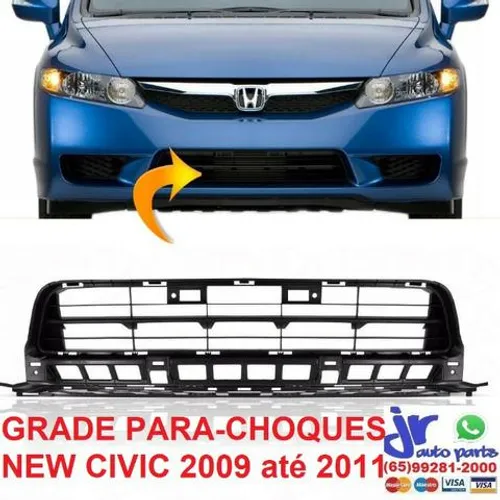 Grade Inferior Central Para-choque New Civic 09 10 11 Preta