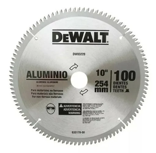 Disco De Serra Para Alumínio 10pol 100 Dentes Dw03220 Dewalt