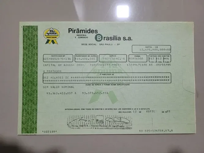 Ações Pirâmides Brasília S.A (Sem valor de Mercado)