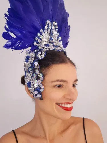 Tiara para festas de penas azul da Tailândia para s.