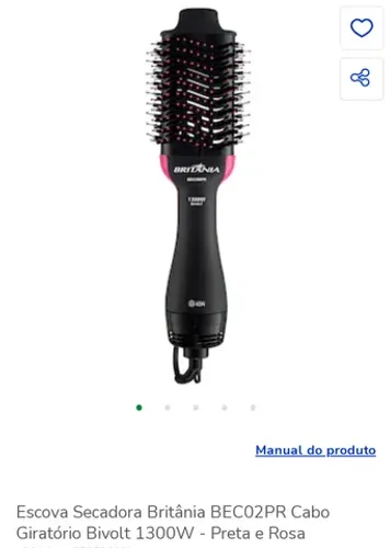 Escova secadora modeladora Britânia bec02 1200w 110v