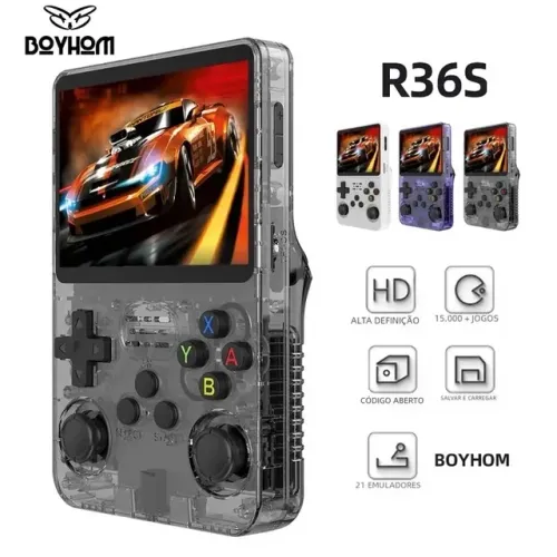 Video Game Portátil R36S Com milhares de Jogos, PS1, Nintendo, Atari 