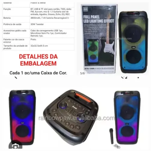 Caixa de som BTS-1388 dupla 8 Polegada - Excelente Estado!!