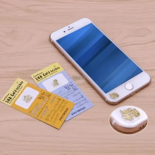 Kit 2 Sticker Adesivo Dourado Antiradiação P/ Celular