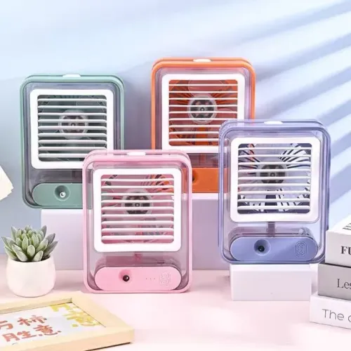  Mini Ventilador de Mesa Umidificador e Refrigerador de Ar 2 em 1 Climatizador Led USB