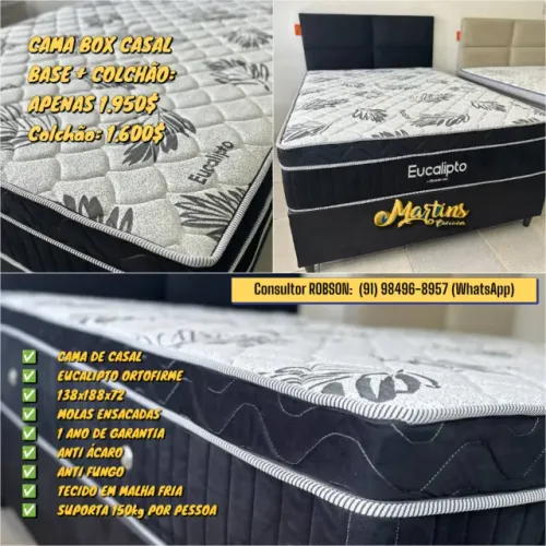Cama Box Casal Top de Linha! Base + Colchão
