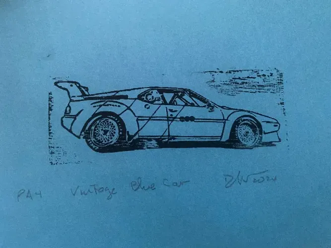 Xilogravura Carro Vintage Assinada