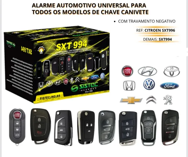 Alarme Automotivo Universal SXT 994 Chave Canivete