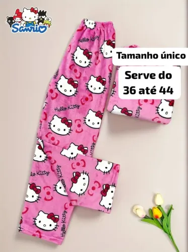 Calça pantalona Hello Kitty pelúcia