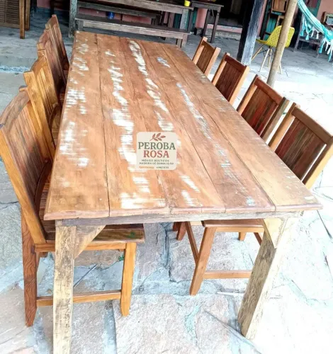 Mesa de Jantar Rústica de Madeira Demolição em PEROBA ROSA