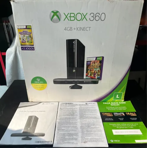 Xbox 360 4GB + Kinect + Jogos