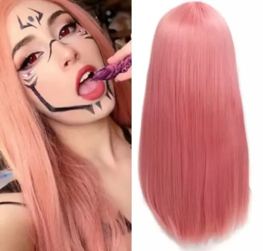Peruca Rosa Longa - Ideal para Cosplay e Festas