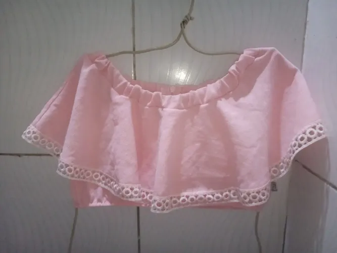 Blusa Cropped Rosa Feminina M