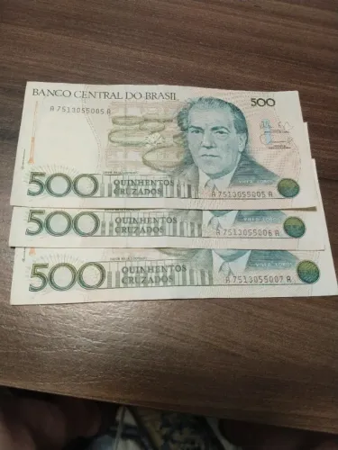 3 Notas de 500 Cruzados Sequenciais