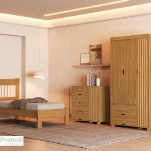 conjunto cama solteiro bela +Comoda Bela +Roupeiro