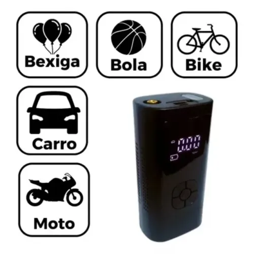 Bomba de Encher Pneu Portátil Elétrica Recarregável 
