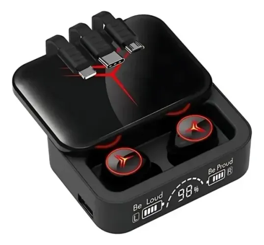 Fone de Ouvido Bluetooth e Power Bank M88 Plus - Preto